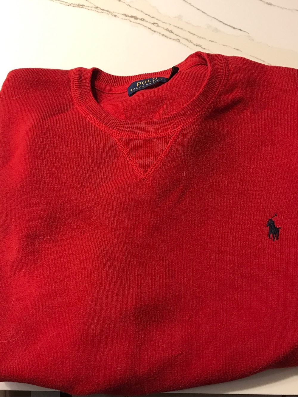 Polo by Ralph Lauren Red Crewneck Sweatshirt with Navy Pony
